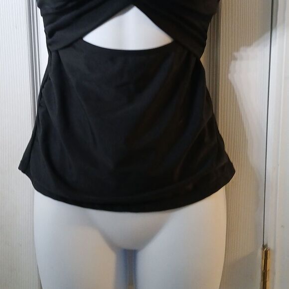 black cut out front black swim suit bathing suit top and bottom  bikiniSz M NWOT - Picture 4 of 7